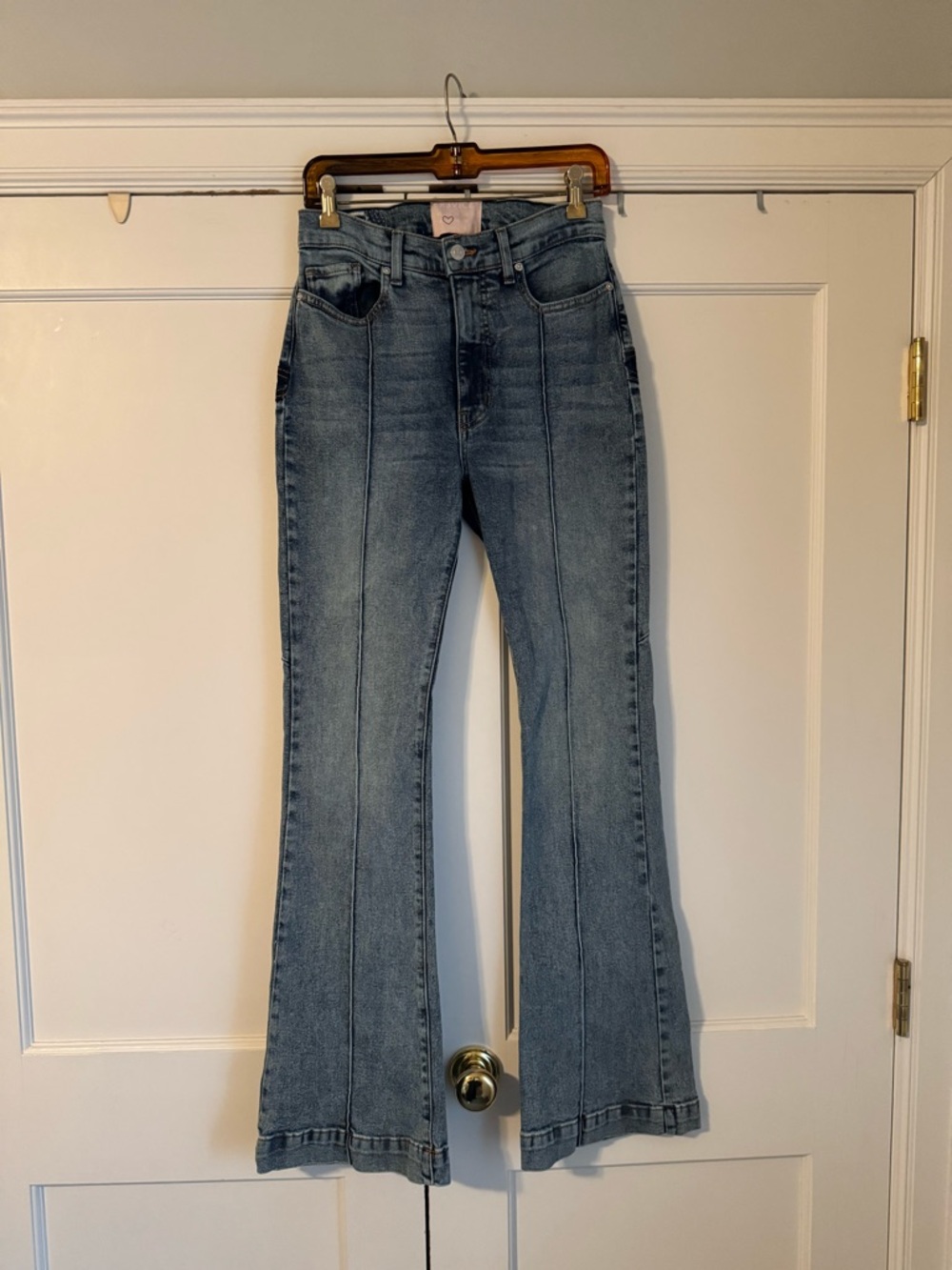 High-Rise Flared Women's Jeans in Faded Blue with large star